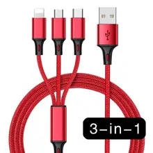 Кабели для мобильных телефонов 1,2 метров 3 в 1 нейлоновый кабель для передачи данных для iPhone samsung huawei Xiaomi Android type C устройств