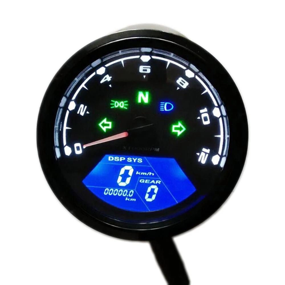 

12000RMP Digital 12V Universal Digital Motorcycle Speedometer Odometer Gauge Backlit Dual Speed Meter With LED Indicator DY244
