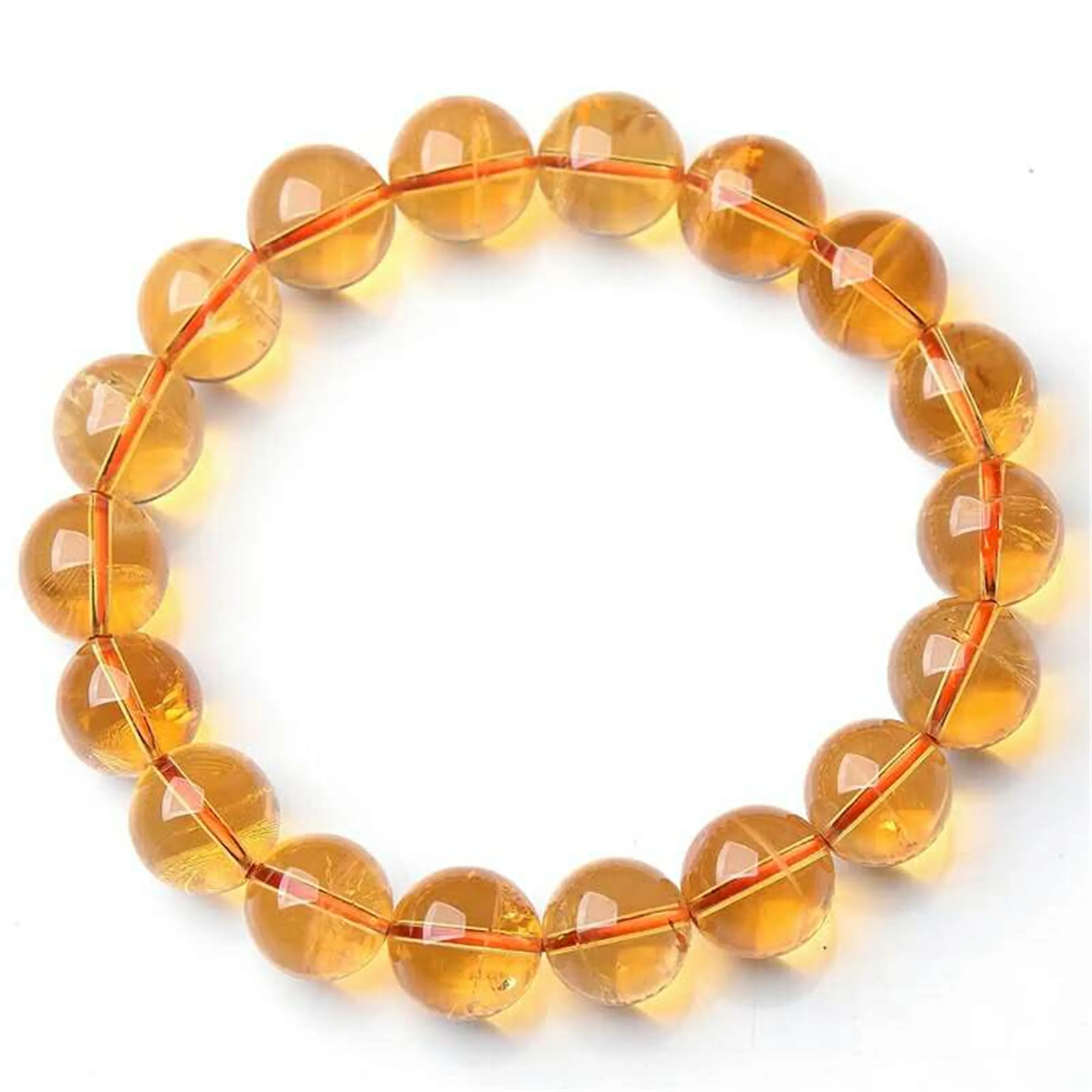 

Genuine Natural Yellow Citrine Crystal Clear Round Beads Bracelet Women Men Gemstone 11mm Wealthy Stone Birthday Gift AAAAA