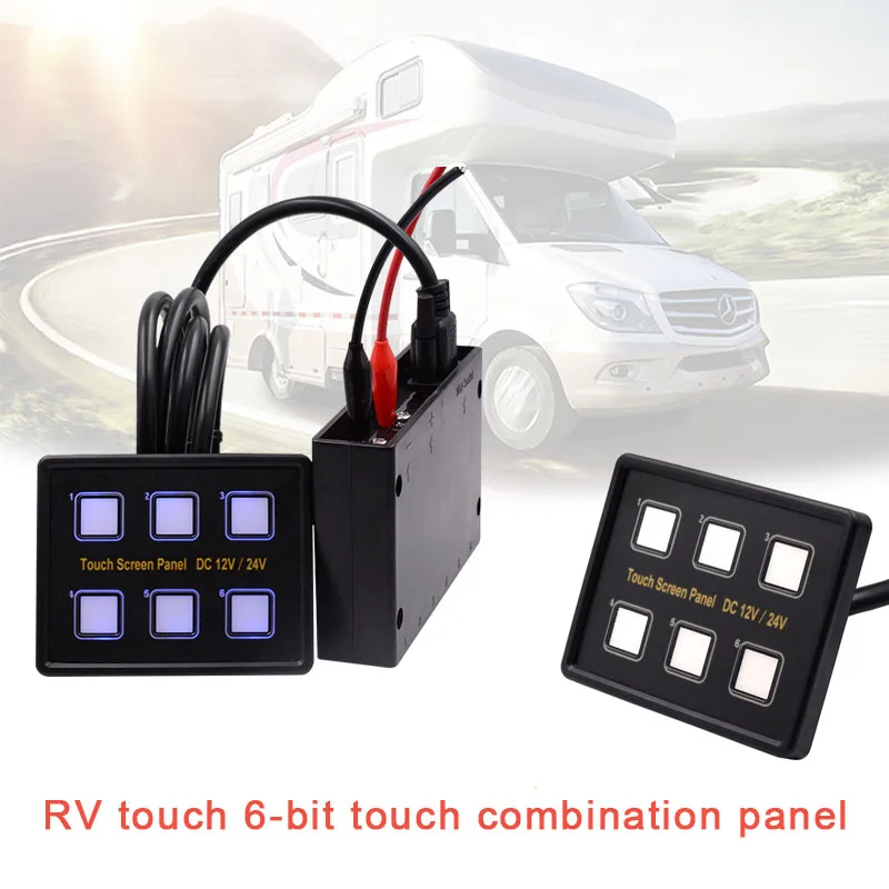 

RV Car 6-bit Touch Blue White Light Black Combination Panel for Ship Yacht Motorhome Bus DXY88
