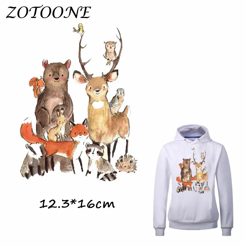 

ZOTOONE Cute Forest Animal Patch for Clothes T Shirt Ironing on Patches Stickers DIY Heat Transfer Accessory Washable Appliques
