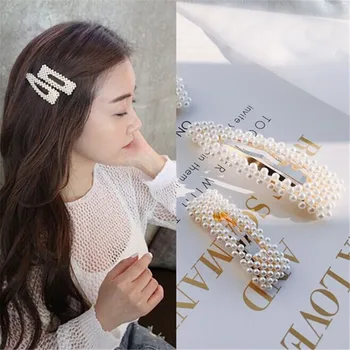 

New Arrival Women Pearl Hair Clip Snap Hair pin Barrette Stick Hairpin Hair Styling Accessories For Women Girls Dropshipping