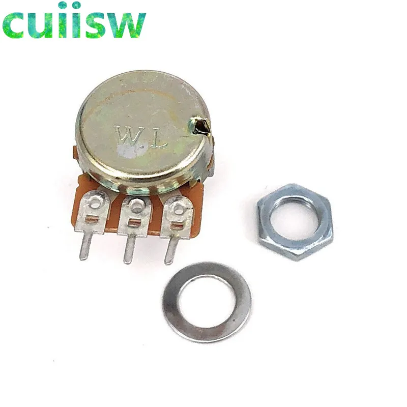 Linear Potentiometer 15mm Shaft WH148 3pin B1K B2K B5K B10K B20K B50K B100K B250K B500K B1M With Nuts And Washers 10PCS adjustable resistor