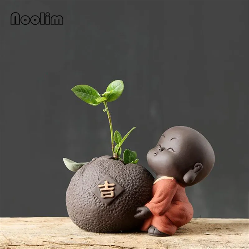Керамика маленький монах Гидропоника завод цветочный горшок креативный чай ПЭТ домашний декор на стол ваза с отверстием