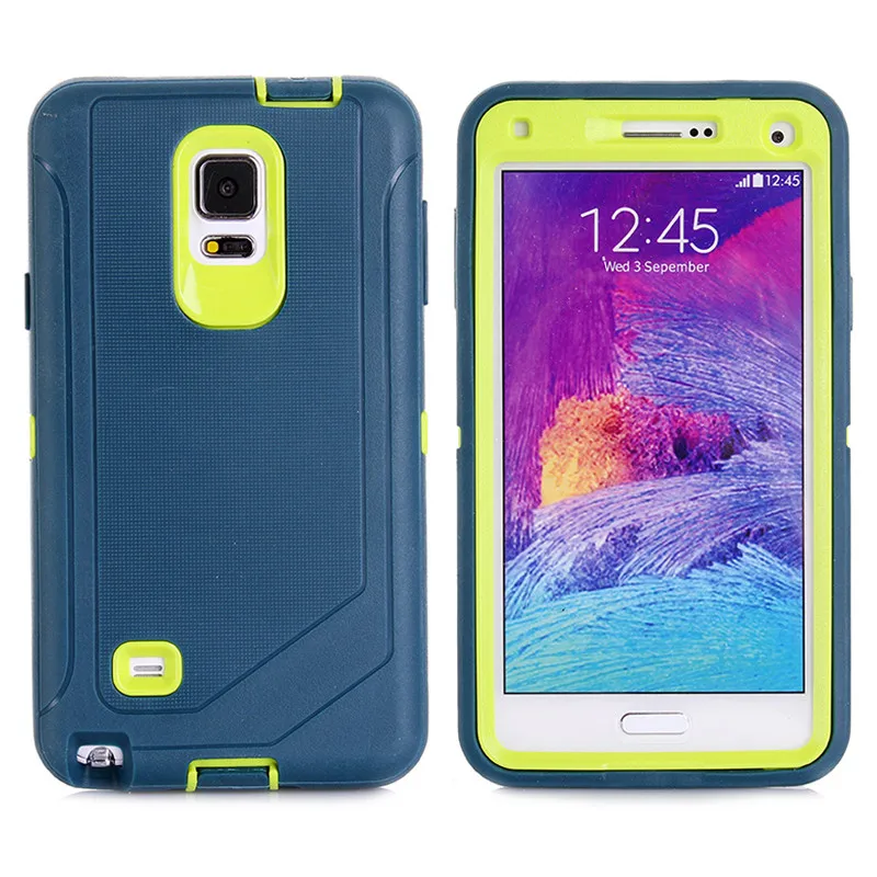 

Shockproof Armor Robot Hard PC Cover For Samsung note4 360 Degree Protection PU Rotatable Back Clip Screen Protector Belt Clip