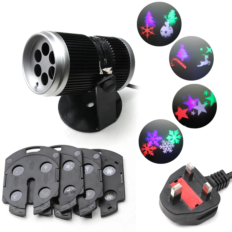 

6 Pattern Colorful Snowflake Laser Light Projector For Christmas New Year Birthday Party