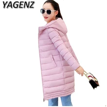 Winter women Jacket Coats 2018 Fashion Slim Medium long Down cotton Hooded Overcoat Thick Warm Jacket Student Coat Lady Clothing