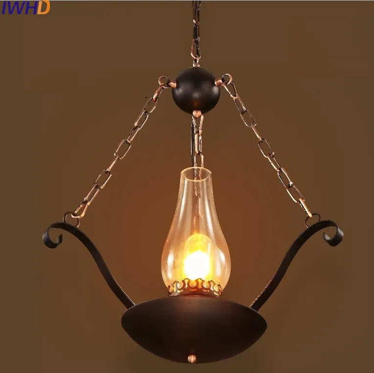 

IWHD Glass Lamparas Industrial Hanging Lights Iron Vintage Lamp Home Lighting Fixtures Loft Retro Kitchen Luminaire Suspendu