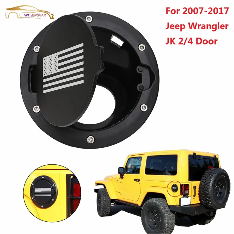 For 2007-2016 Jeep Wrangler JK 2//4 Door Fuel Tank Filler Gas Cover Cap Flag USA