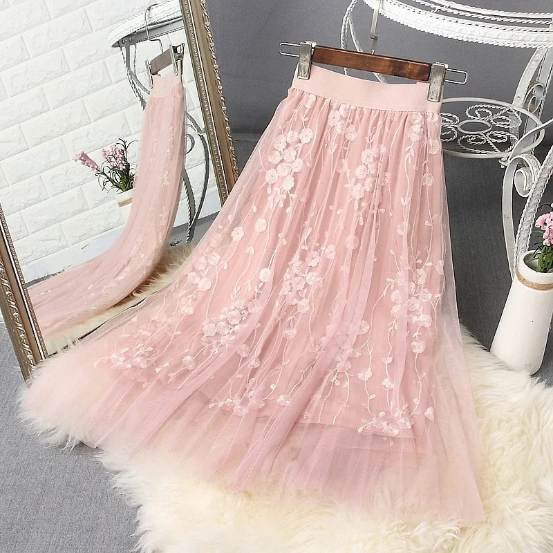 Summer Women Lace Skirt New Women Three Layer Spring Fashion Elegant