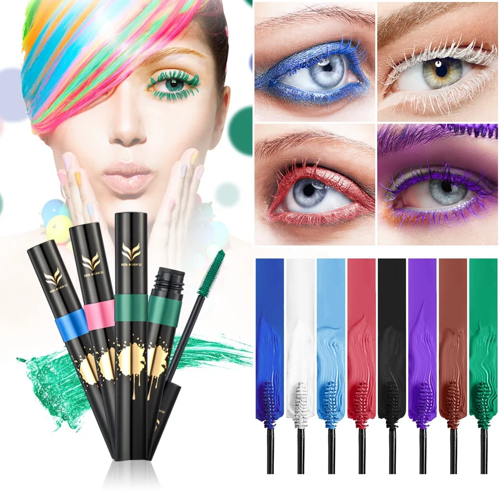 

3D Curling Waterproof Color Mascara Cosmetics Eye Lashes Extension Red Purple White Cosplay Mascaras Makeup