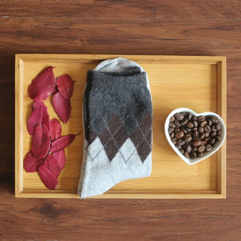 Diamond Men Socks Rabbit Wool Thick Warm Male Socks Geometry Pattern High Quality Male Casual Middle Sock Autumn Winter Clothing (5)