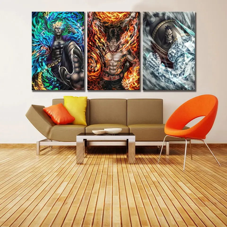Canvas-Prints-Painting-3-Panel-White-Beard-Pirate-Core-Cadre-Ace-Marco-Jozu-One-Piece-Anime (2)