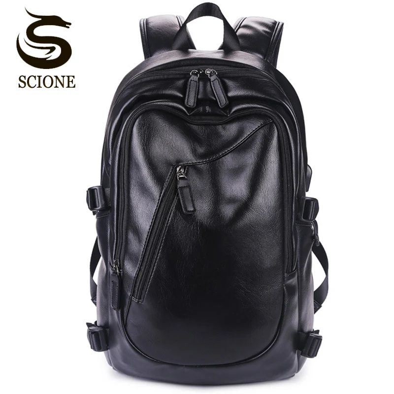 Wasserdicht Laptop Rucksack Mode Männer PU Leder Rucksäcke für Teenager Männlichen Tasche männer Rucksack Weibliche Daypacks mochila escolar Online