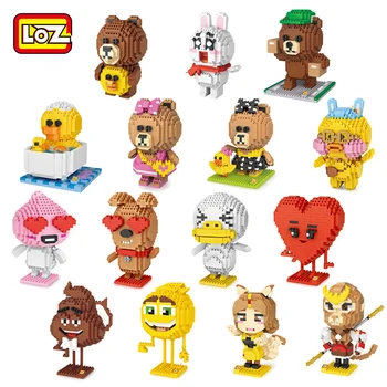 

LOZ Bear Duck Rabbit Dog Heart Fox Monkey Peach Monster Animal 3D Model DIY Mini Diamond Building Small Blocks Bricks Toy no Box