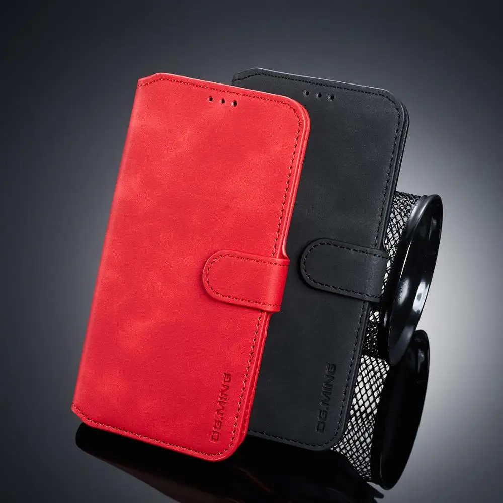 

Original Brand DG.MING For Oneplus 6T Case Cover Cozy Luxury Plain Retro Flip Wallet Phone Leather For oneplus 7 Pro Phone Case