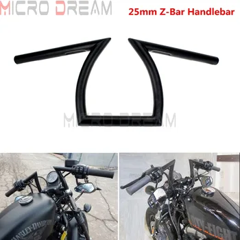

Black Motorcycle 1'' Handlebars Universal 25mm/1 inch Handle Z Bars for Harley Sportster 48 XL 883 1200 Touring Chopper Bobber