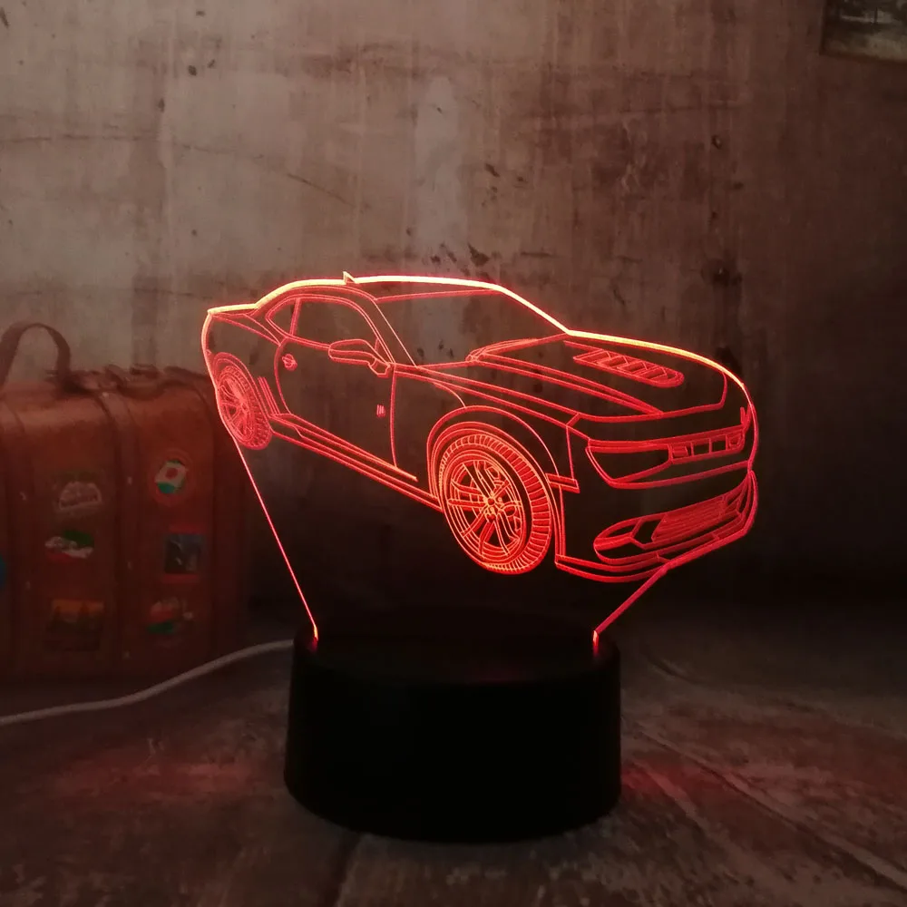 Modern 3D Car LED Night Light RGB 7 Colors Change USB Touch Bedroom Table Lamp Home Party Decor Boy Kids Gift for Children's Day