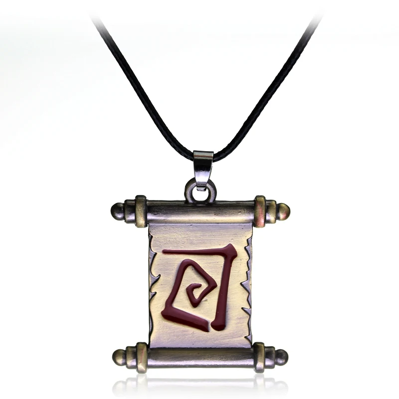 

MQCHUN Vintage Dota 2 Pendant Necklace Hot Online Game Transfer Scroll Talisman Collares Red Enamel Metal Alloy Chokers