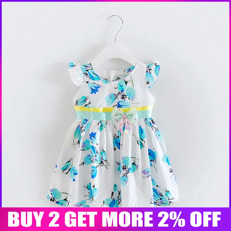 

BibiCola baby girls summer fashion dresses baby girls bow floral derss infant girls summer dress children princess baby dress