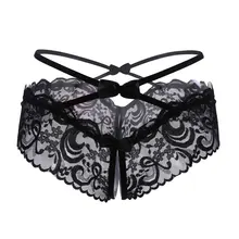 Кружевные женские сексуальные стринги с открытой промежностью, трусики-стринги, нижнее белье, Эротические трусики