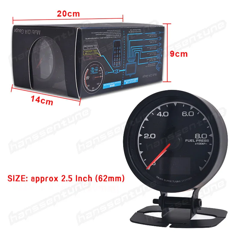 EXT Temp Gauge 7 светильник цветной ЖК-дисплей с напряжением EGT Gauge 62 мм 2,5 дюймов гоночный датчик с датчиком