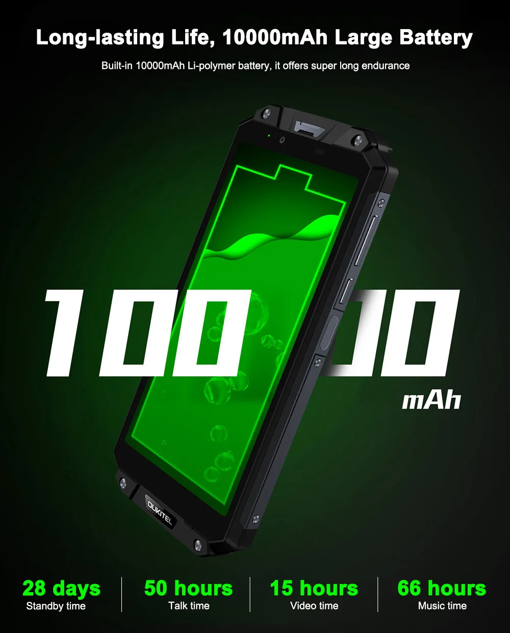 10000 мАч OUKITEL WP2 4G водонепроницаемый 6,0 дюймов смартфон 2160x1080 ips Восьмиядерный 4 Гб ram 64 Гб rom 16 МП Camrea gps NFC телефон