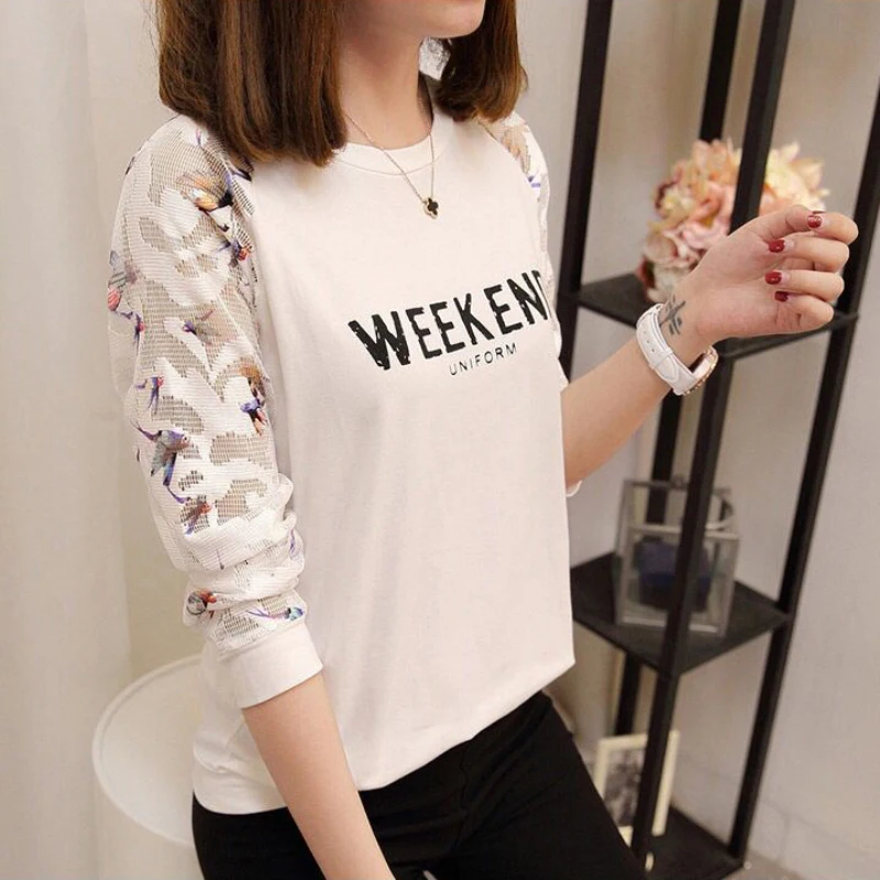 Maternity Nursing Tops T-shirt Long Sleeve Lace Patchwork Breastfeeding Top Tee Pregnancy Cute Casual Clothes Stripes Undershirt