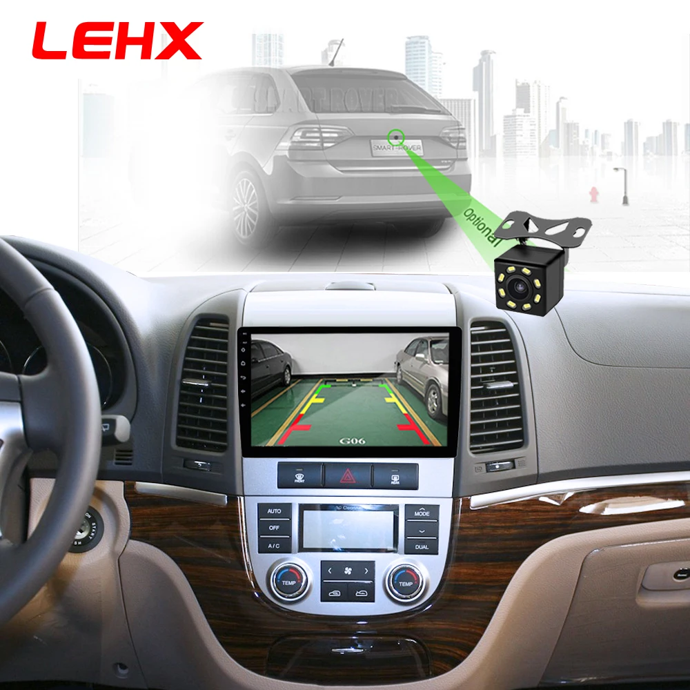 LEHX Автомагнитола Android 8,1 2 Din мультимедийный плеер для hyundai Santa Fe 2005-2012 wifi автомобильный DVD Gps навигация