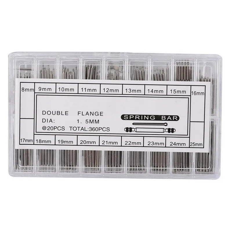180pcs Watch Repair Tools Spring Bar Set 8-25MM Dia 1.5MM Watch Band Strap Link Pin Stainless Steel Double Flange Watchmarker 180pcs Watch Repair Tools Spring Bar Set 8-25MM Dia 1.5MM Watch Band Strap Link Pin Stainless Steel Double Flange Watchmarker