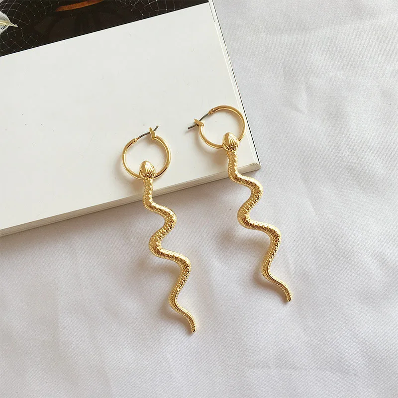 VIVILADY Vintage Hyperbole Multi Snake Pendant Women Hoop Earrings Chic Punk Charming Gold Color Alloy Lady Party Jewelry Brinco - Окраска металла: E1287
