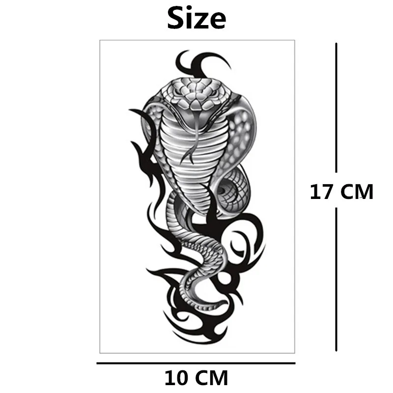 Временная тату наклейка SHNAPIGN Cobra Snake King водостойкая поддельная хна без краски 17*10