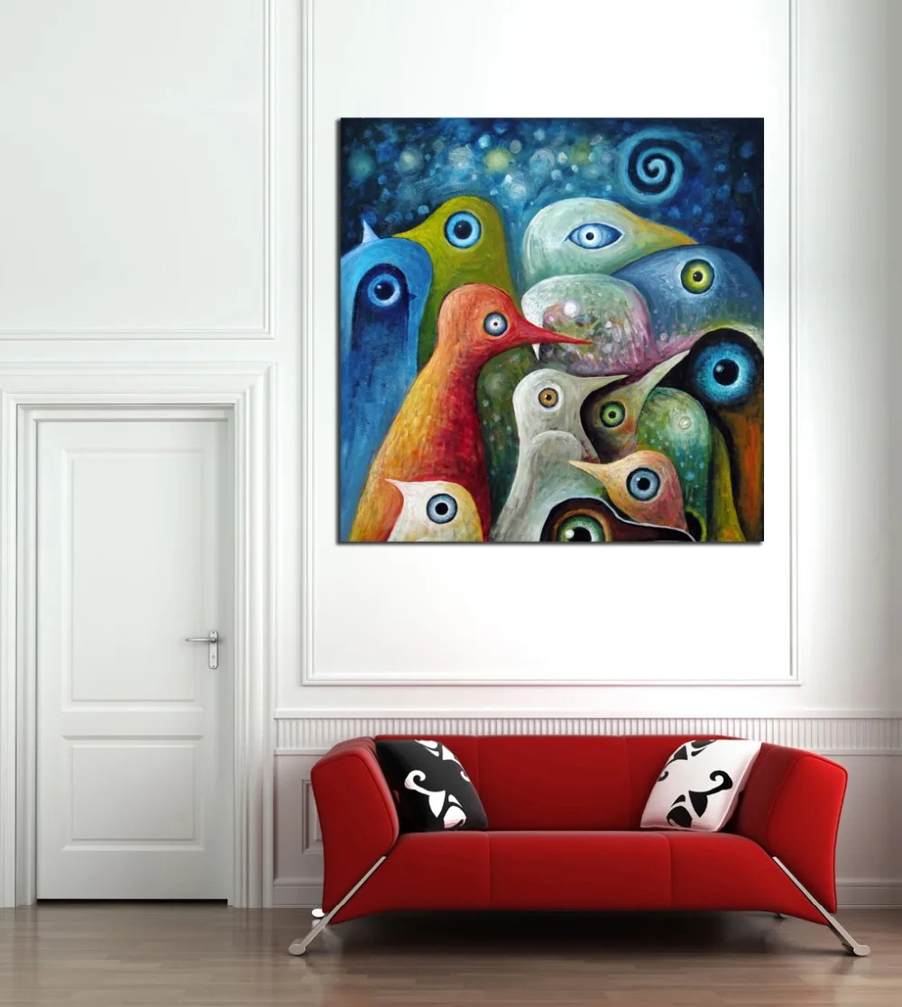 Multi color abstrakt vögel malerei leinwanddruck bild moderne wand art heimische office wanddekorchina