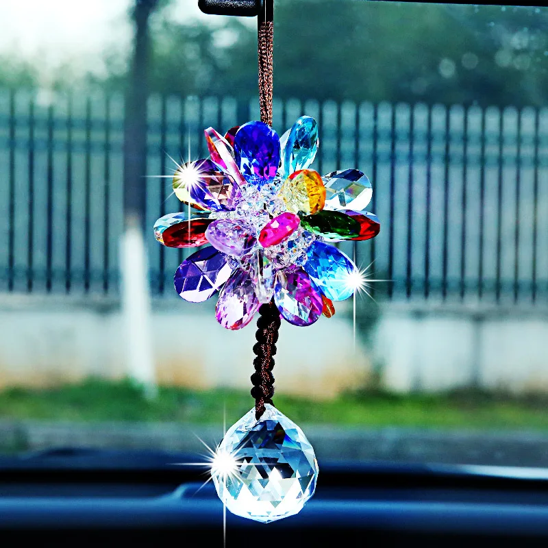 Ручной Автомобильный кулон, роскошный Алмазный хрустальный шар, Автомобильное зеркало заднего вида, украшения, отделка, подвесная подвеска, авто украшение