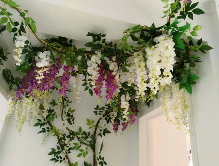 2 м Wisteria цветок лоза бобы дерево DIYwedding домашний сад Декор растения Глициния