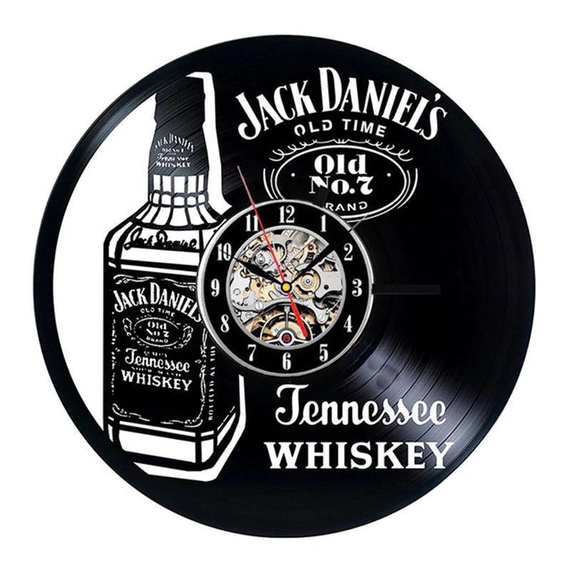 

Vinyl Record 3D Wall Clock Modern Design Whiskey Beer Design Fashion Bar Decoration Vintage CD Clocks Wall Watch Home Decor