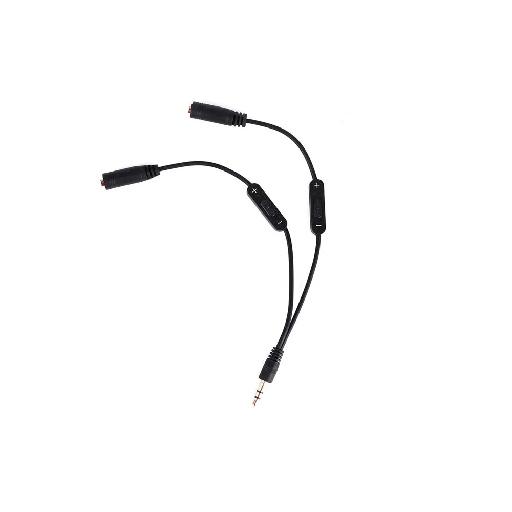 

3.5mm High Quality Male To 2 Female Adapter One-divided-two Black Stereo Y Splitter Audio Cable With Volume Control Switch