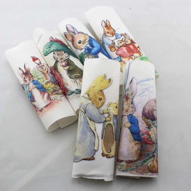 

New 6pcs/lot 15*15cm Peter Rabbit Hand Dyed Cotton Canvas Fabric Diy Handmade Sewing Craft Patchwork Fabric For Bag Decor Zakka