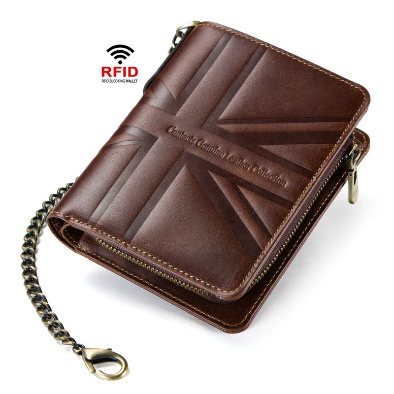 

RFID Blocking Protection Anti-Theft Scan Men Male Leather Short Wallet Zipper Coin Case Pouch Casual Money Bag Purse luxury
