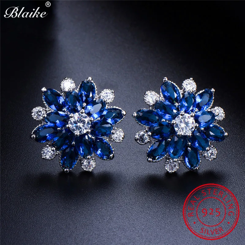 Женские серьги гвоздики со снежинкой Blaike из 100% настоящего серебра 925 пробы с