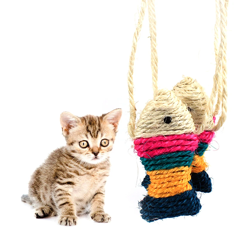 Buy 2pcs Sisal scratching cat toys Interactive cat toy Sisal fish cat's claw