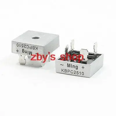 

2 Pcs Square Silver Tone Head 1000V 25A Full Wave Bridge Rectifier KBPC2510