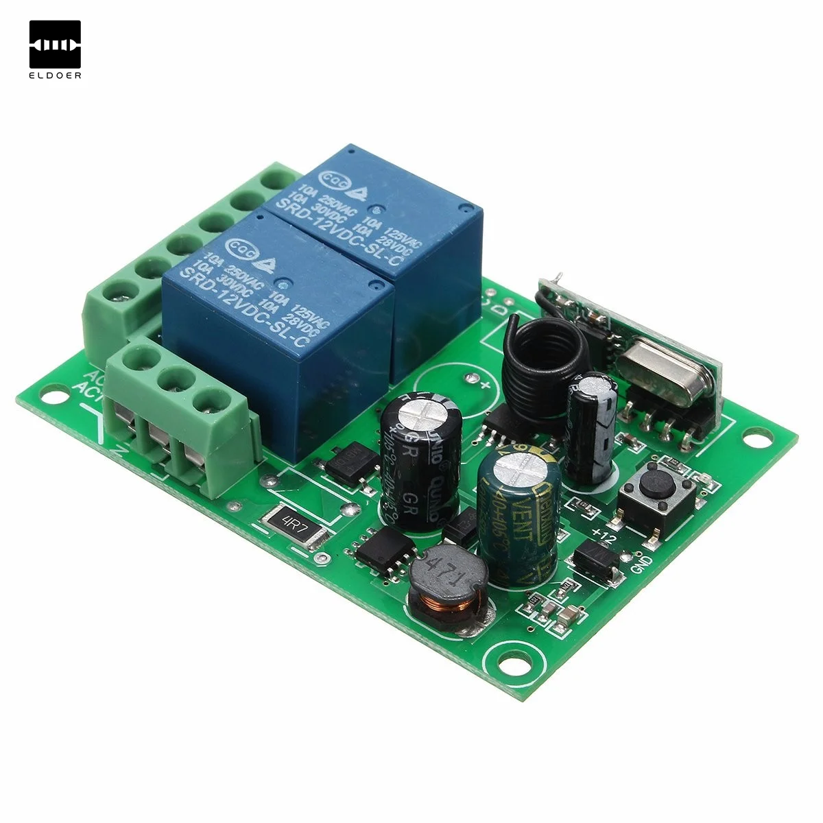 

New 433MHz 2 Ch Wireless Relay RF Remote Control Switch Transmitter DC 12V 220V 10A Heterodyne Receiver Integrated Circuits