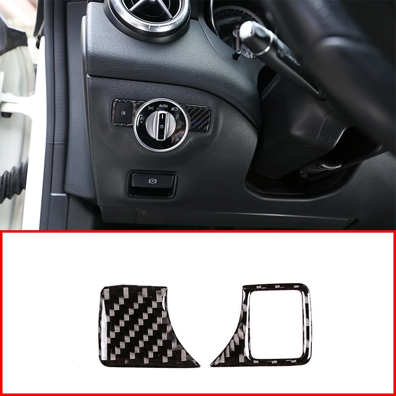 

Real Carbon Fiber Headlight Adjustment Button Trim Stickers For Mercedes Benz A W176 B W246 C W204 E W212 E350 GLK X204 GL ML