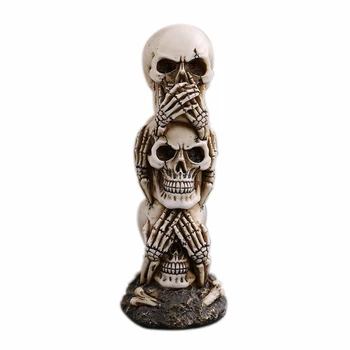 

No Say No See No Hear Creative Halloween Gifts Resin Gothic Style Skull Figurine Decoration Home Decoration Party