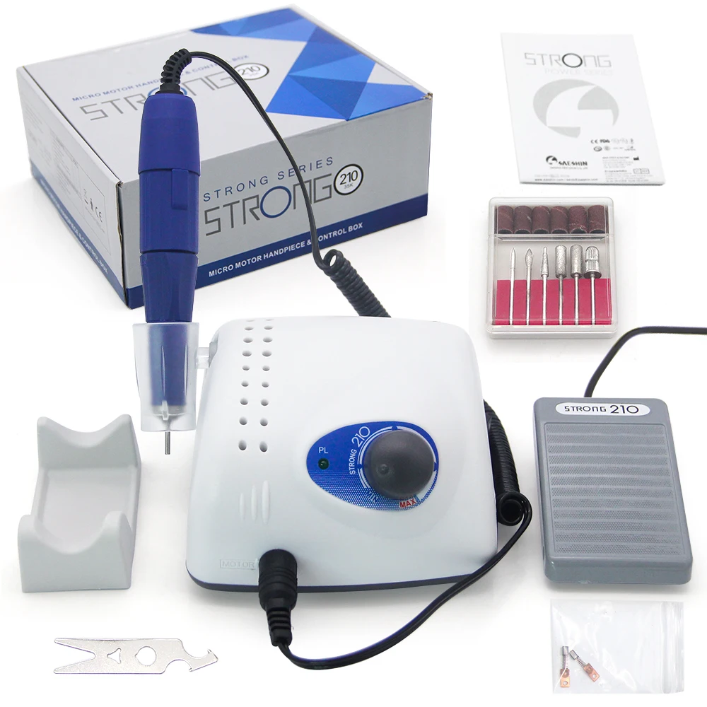 Kaufen LKE Neue 65W Starke 210 102L Bürstenlosen Nagel Bohrer Maniküre Maschine Pediküre Elektrische Starke 35000RPM Datei Bits Nägel kunst Ausrü