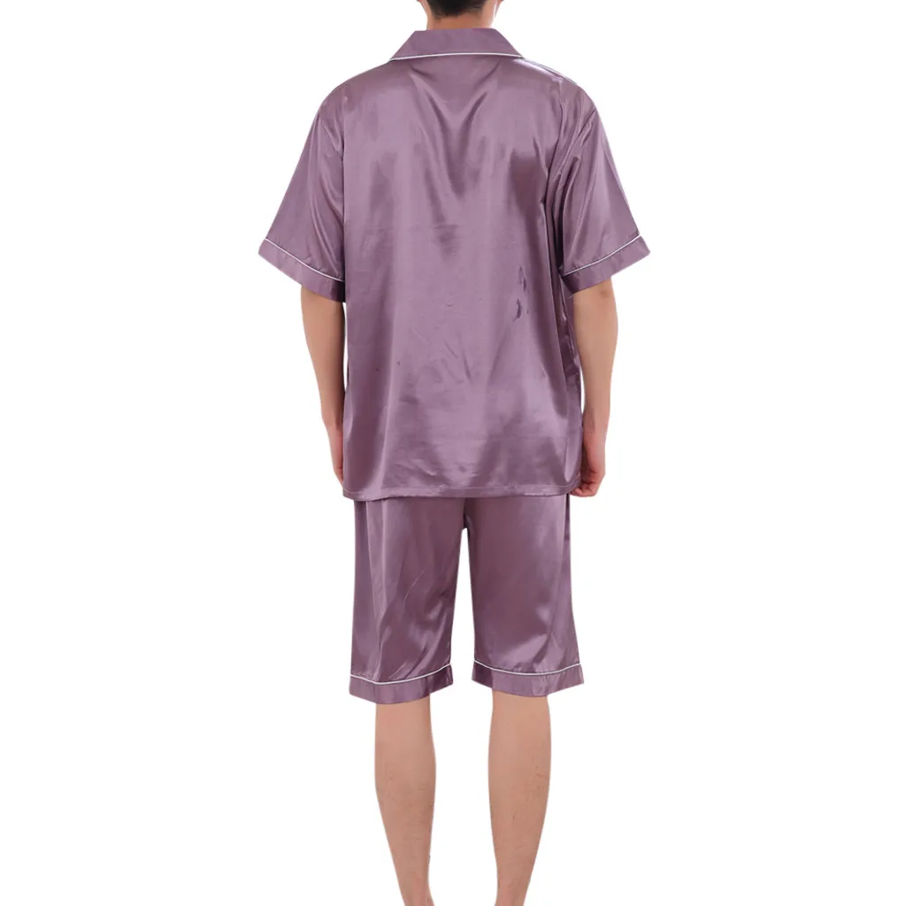 Men's Casual pijama hombre Spring Pure Color sleepwear men Home T-shirt& Shorts Male Pyjamas Set vetement