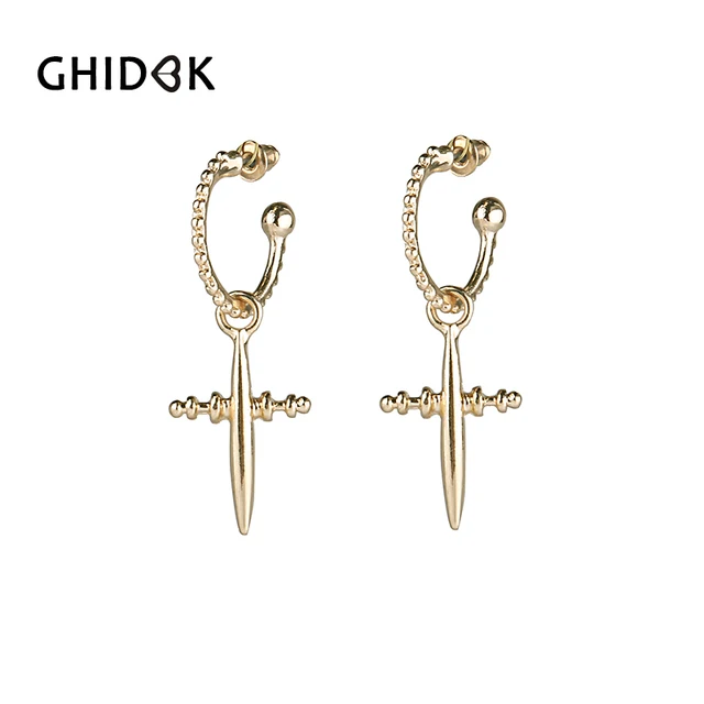 Ghidbk 2018 Boho Chic Open Cross Small Hoop Earrings For Women Ghidbk 2018 Boho Chic Open Cross Small Hoop Earrings For Women Hanging Charms Earring Simple