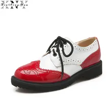 XIUNINGYAN/женская повседневная обувь; коллекция года; женские броги; модные оксфорды с круглым носком на шнуровке; женская обувь на плоской подошве; женские грубые башмаки