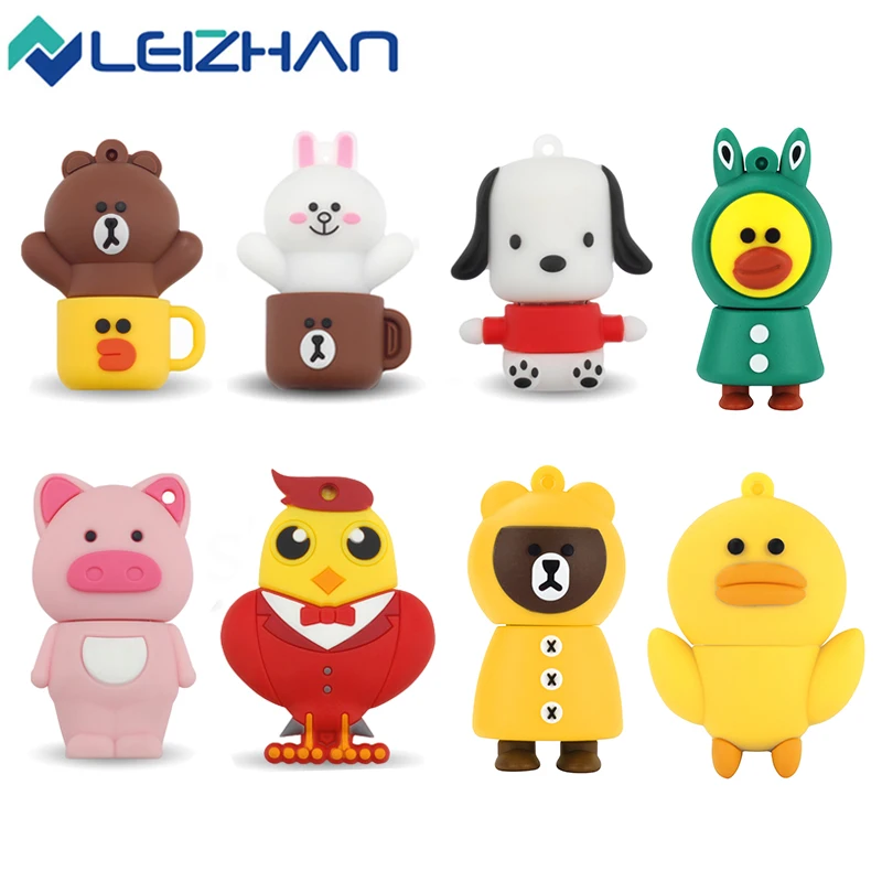 LEIZHAN симпатичный usb флеш накопитель 64 ГБ 32 16 8 4 ноутбук U диск Студенческая память